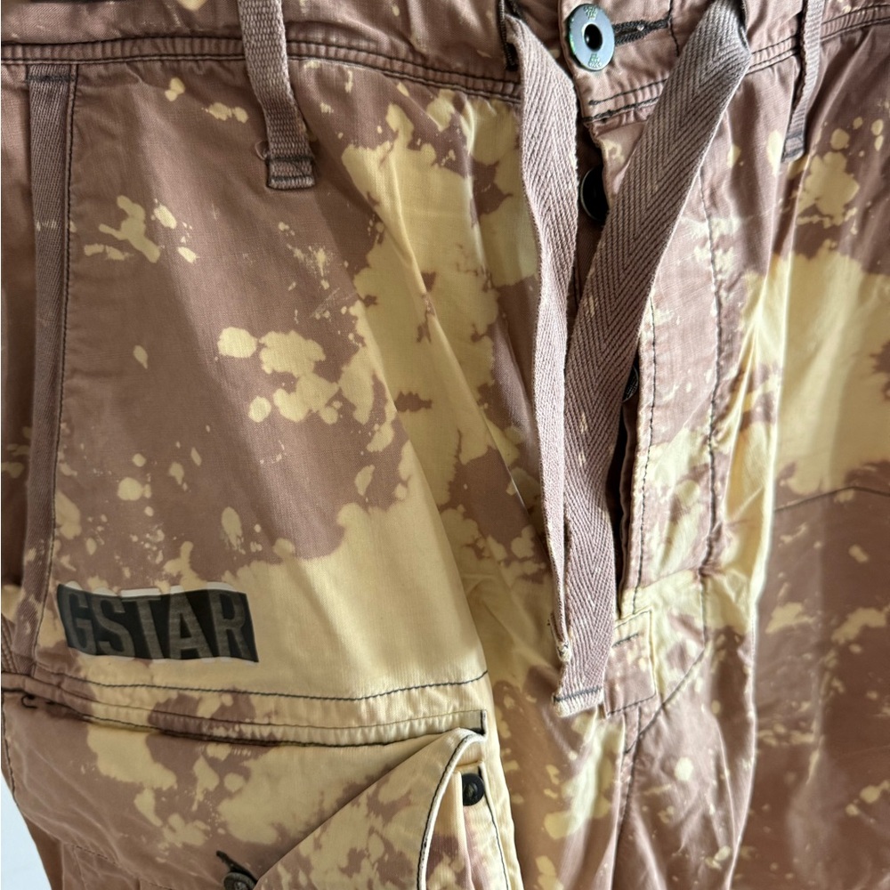 G-Star Splatter Design Cargo Pants in Brown and Cream